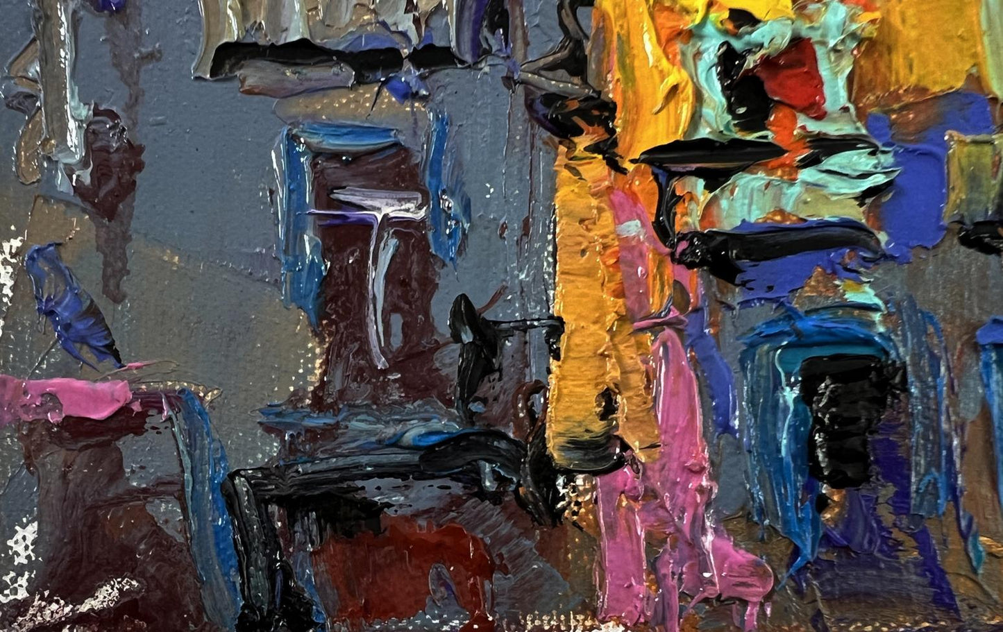 Vibrant oil painting The city in night lights by Oleksiy Ivanyuk