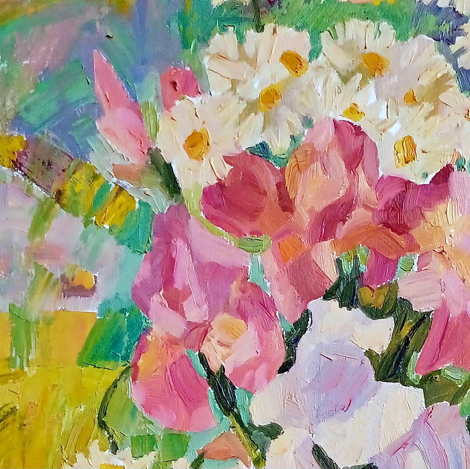 Oil painting Spring bouquet by Tatyana Shulyak, pink white flowers