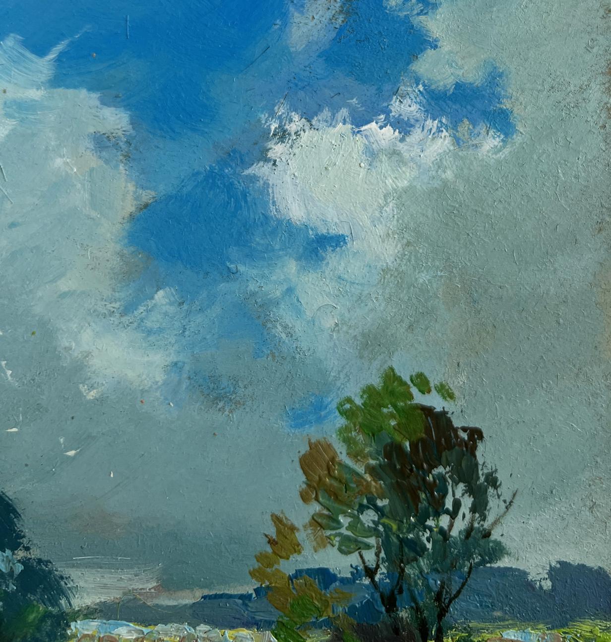 Oil painting Warm breath of the field by Yuriy Suprunchuk textured tree landscape