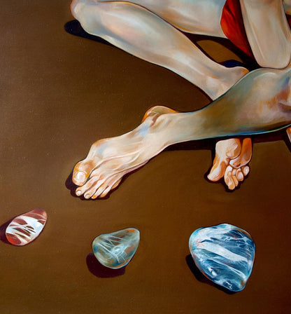 Oil painting of Markandeya Rishi by Konsta G. Amelinn with colorful stones