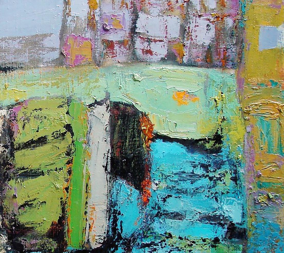Oil painting Green summer by Tatyana Shulyak, vibrant abstract impasto