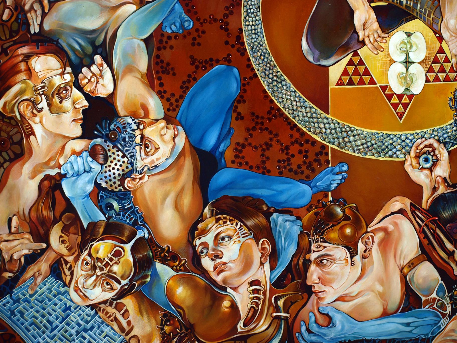 Vibrant surrealist oil painting Creation in Act II by Konsta G. Amelinn