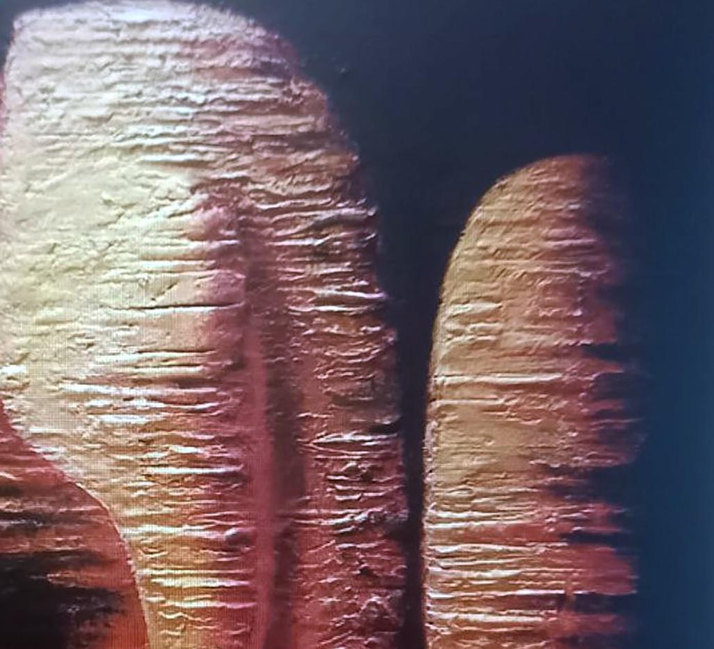Oil painting Weathering by Alexander Strashevich with textured reddish-brown fingerprints