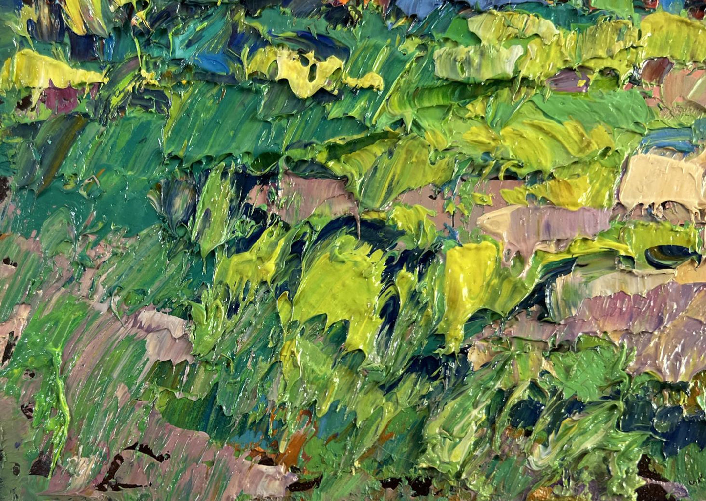 Oil painting House in the village by Oksana Ivanyuk with vibrant impasto strokes