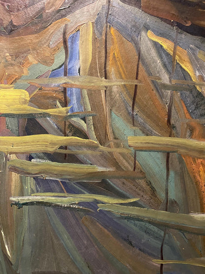 Oil painting Study in the Fog by Mykola Reznik with textured earthy tones