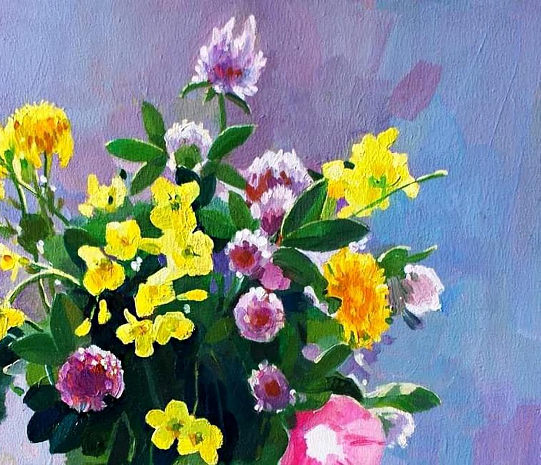 Oil painting Autumn wildflowers by Anastasia Yaroshevich impressionist style