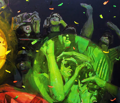 Vibrant green abstract oil painting Show forever by Ed Potapenkov