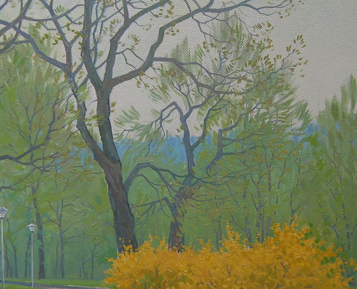 Oil painting of tall tree in Spring City Park by Valery Savenets