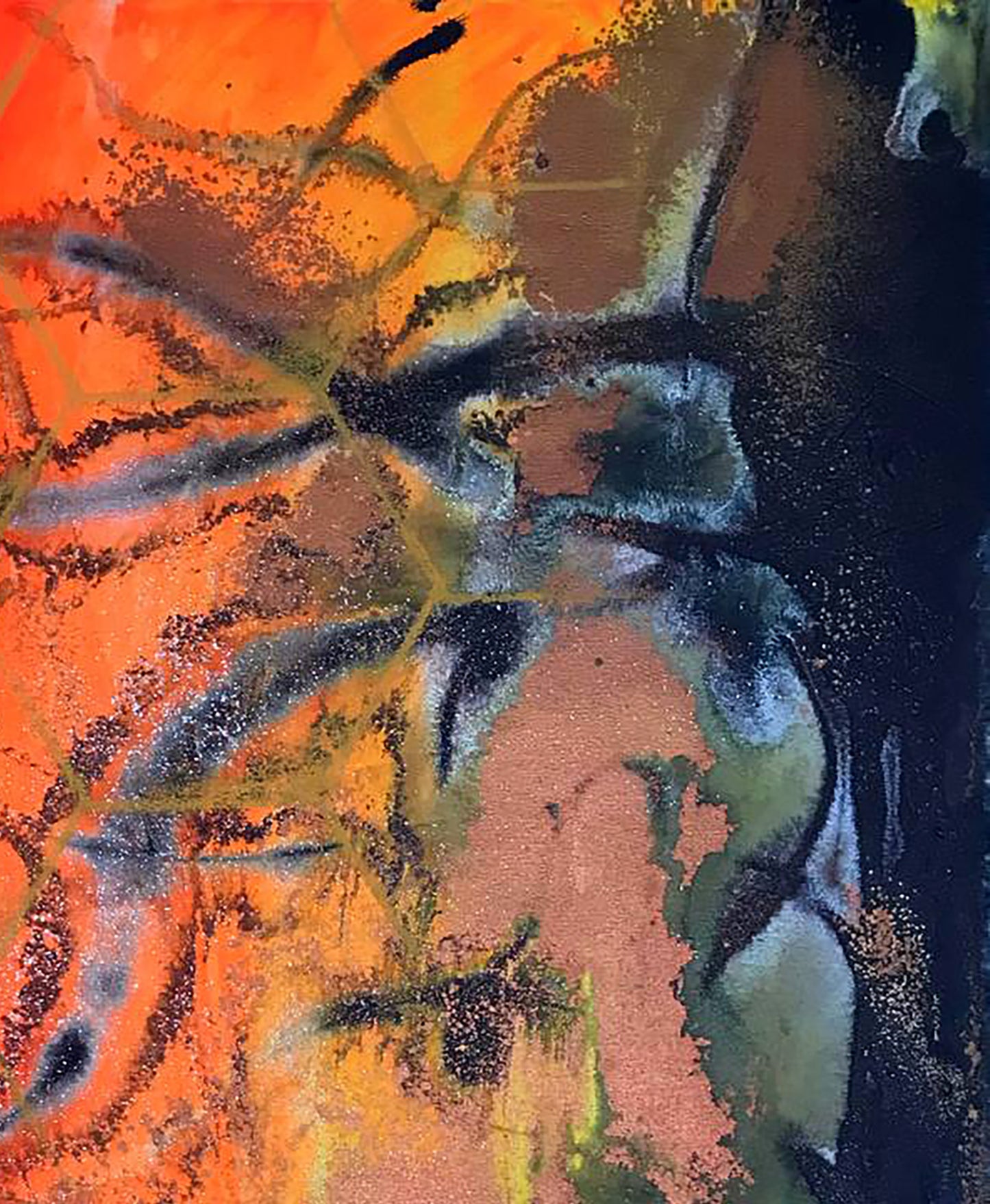 Vibrant acrylic painting The candle was burning by Olga Melezhik in orange, black, green