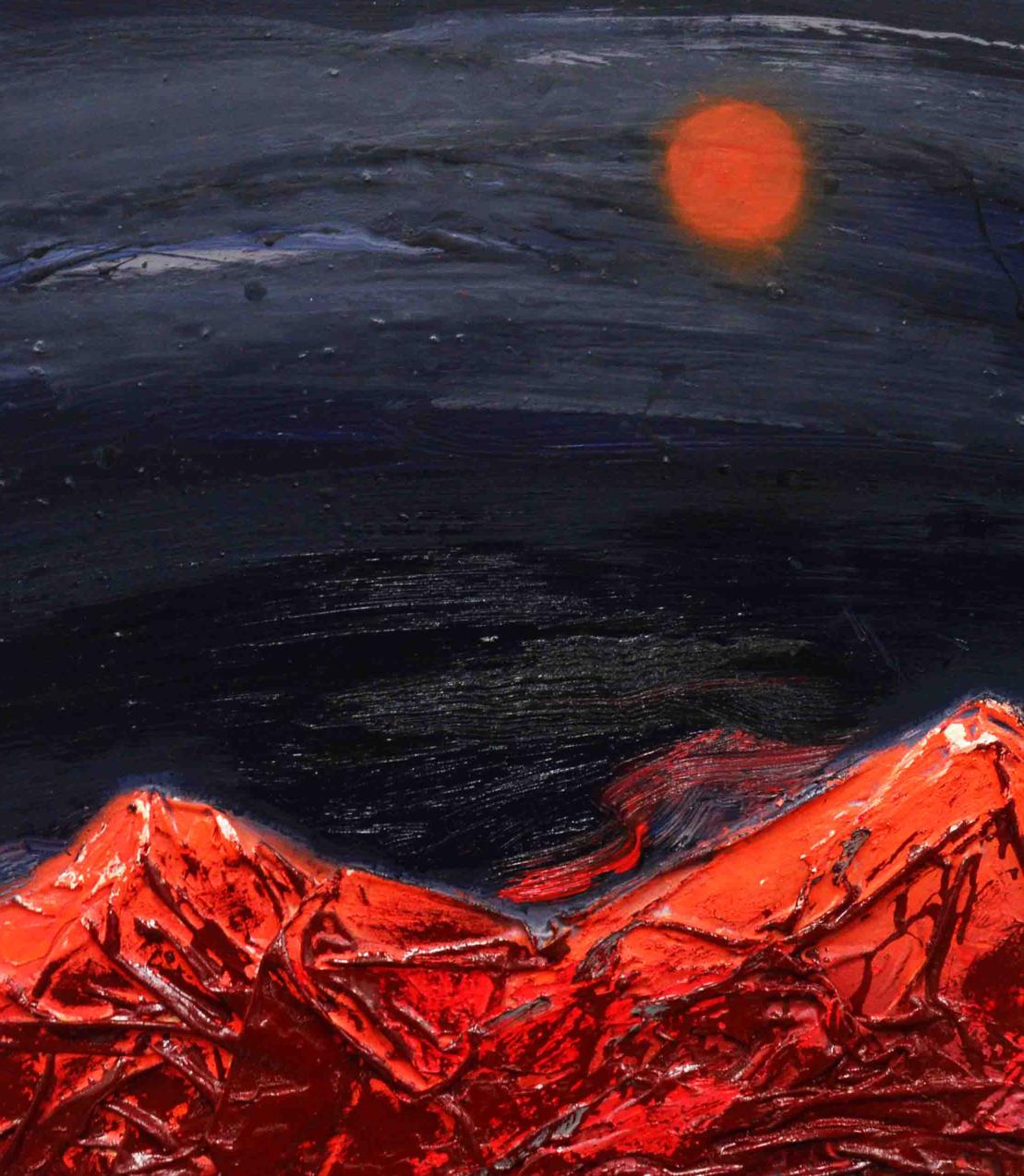 Oil painting Red Night Mountains by Natalia Korf-Ivaniuk