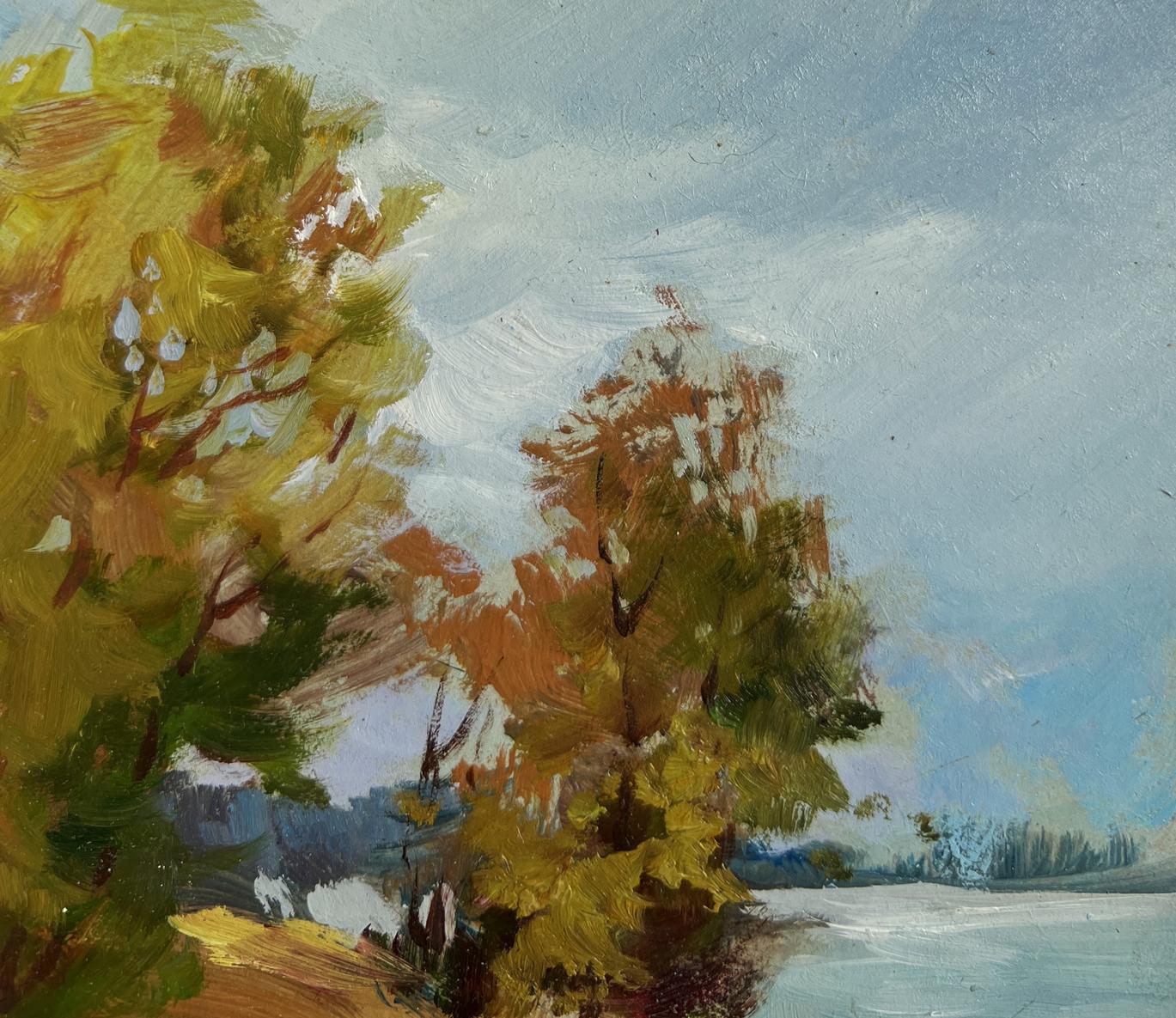 Autumn melancholy oil painting by Yuriy Suprunchuk, golden trees
