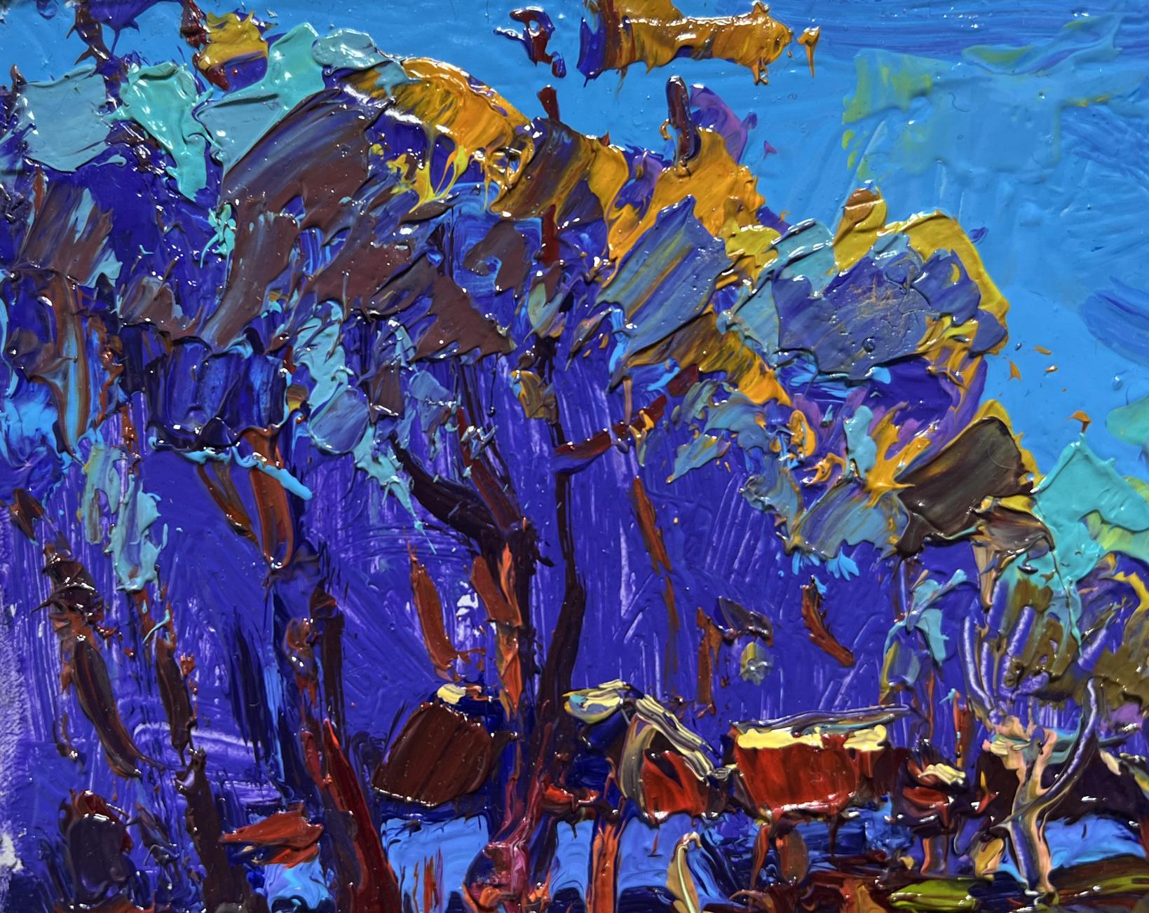 Vibrant impressionist oil painting Moonlight blue by Oksana Ivanyuk