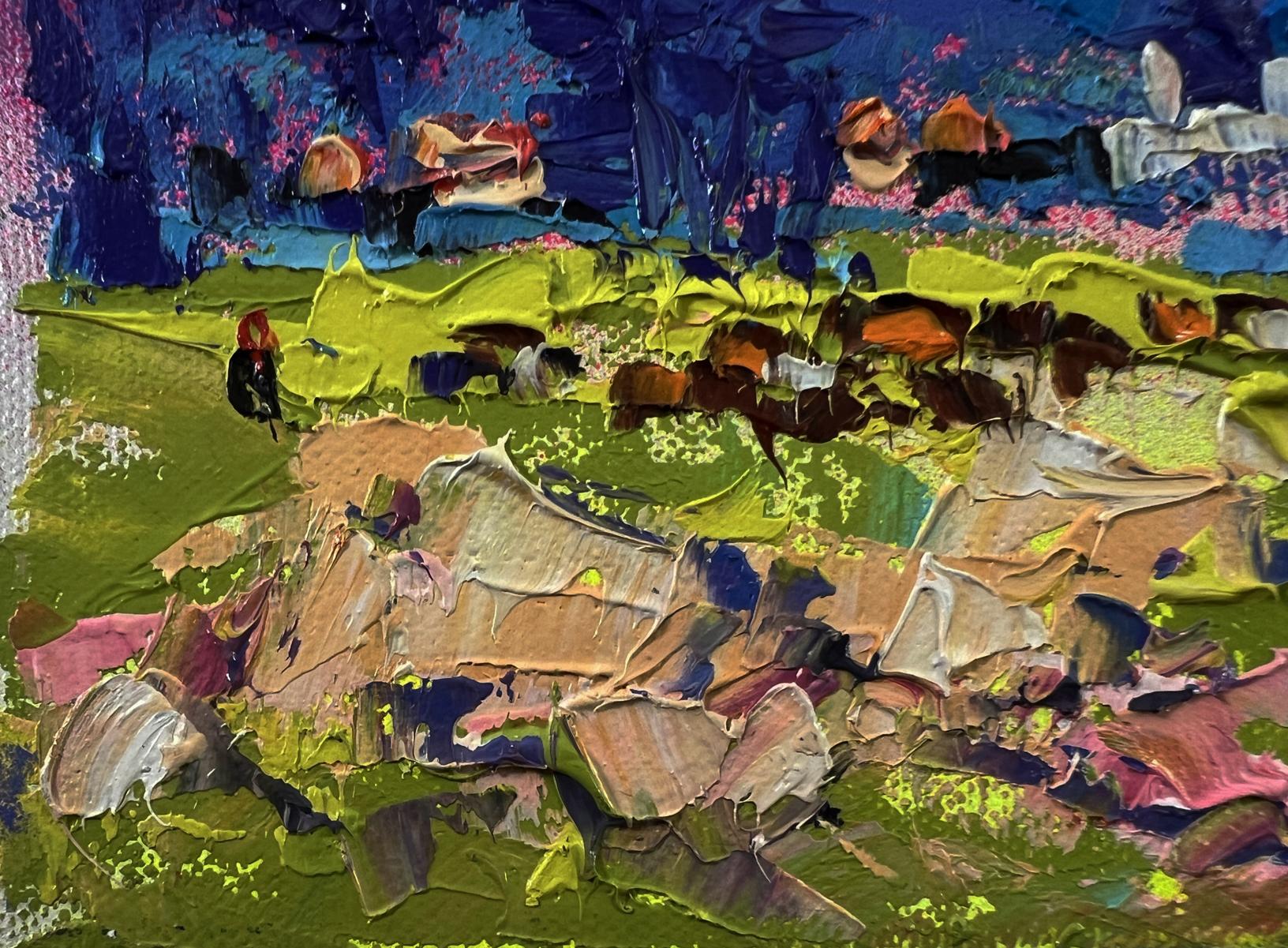 Vibrant Blue Nature Night oil painting by Oleksiy Ivanyuk, impressionist landscape