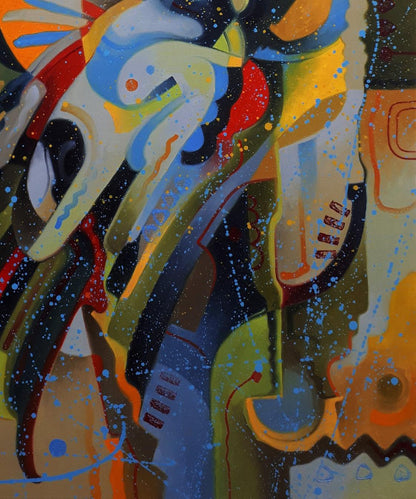 Vibrant oil painting South side bird by Sergiy Voichenko with bold colorful splashes
