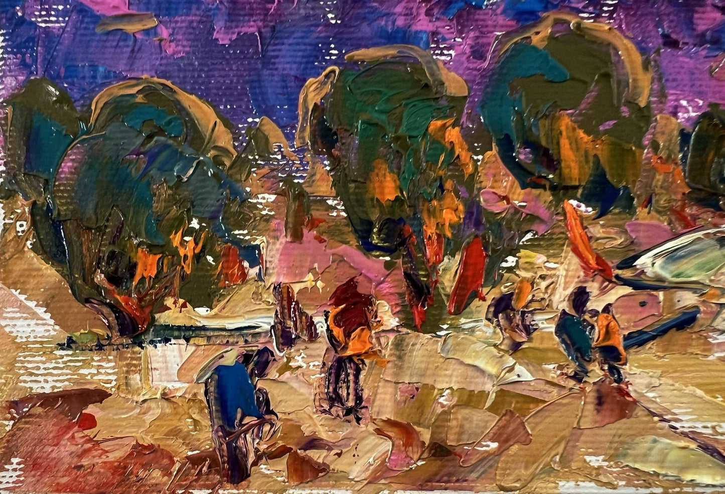 Vibrant Evening City Park oil painting by Oleksiy Ivanyuk