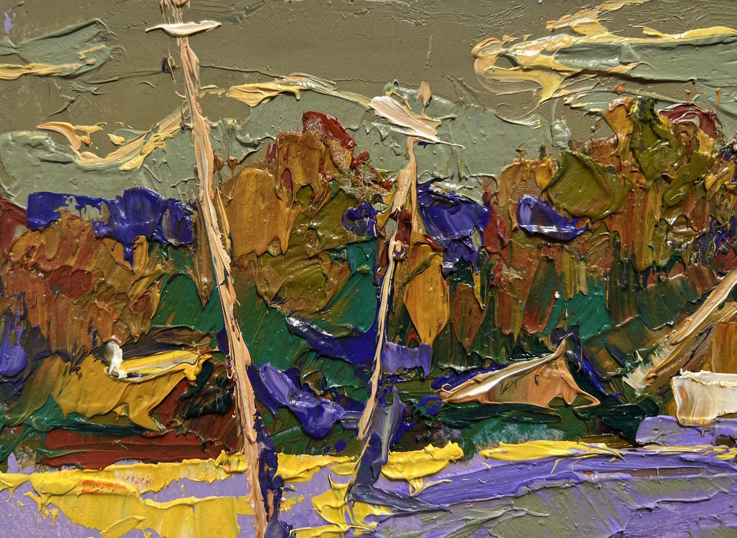 Vibrant impressionist oil painting Overlooking the village by Oksana Ivanyuk