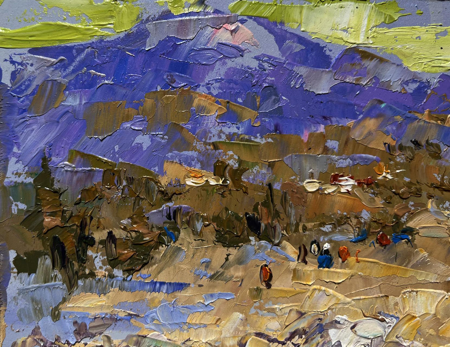 Oil painting The bank of a mountain river by Oleksiy Ivanyuk, textured landscape