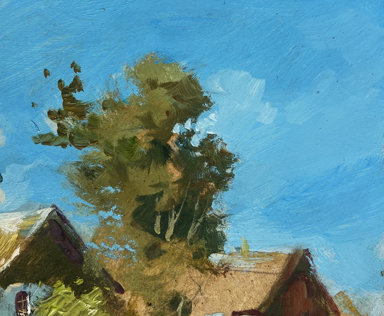 Oil painting of village church and tree by Yuriy Suprunchuk