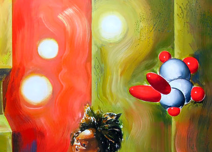 Oil painting Good night by Igor Konovalov: stylized molecular model