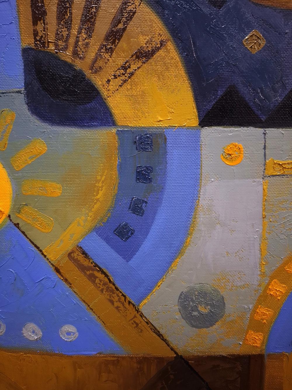 Oil painting October sunshine by Sergiy Voichenko with bold geometric shapes