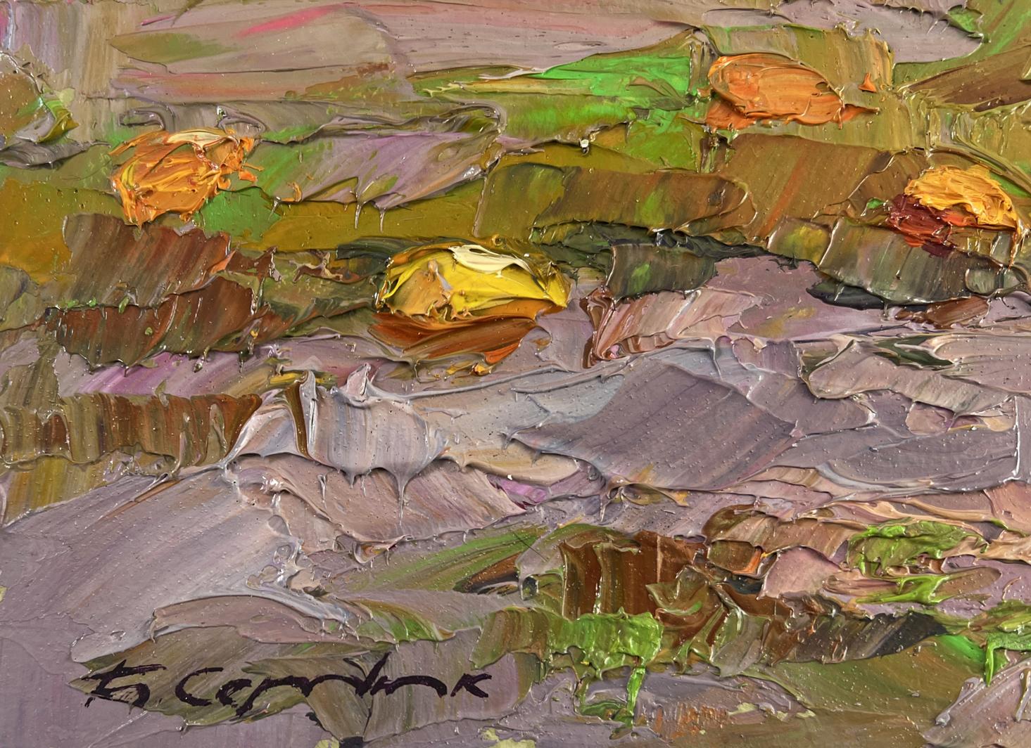 Impasto oil painting Autumn has come to the pumpkin field by Boris Serdyuk