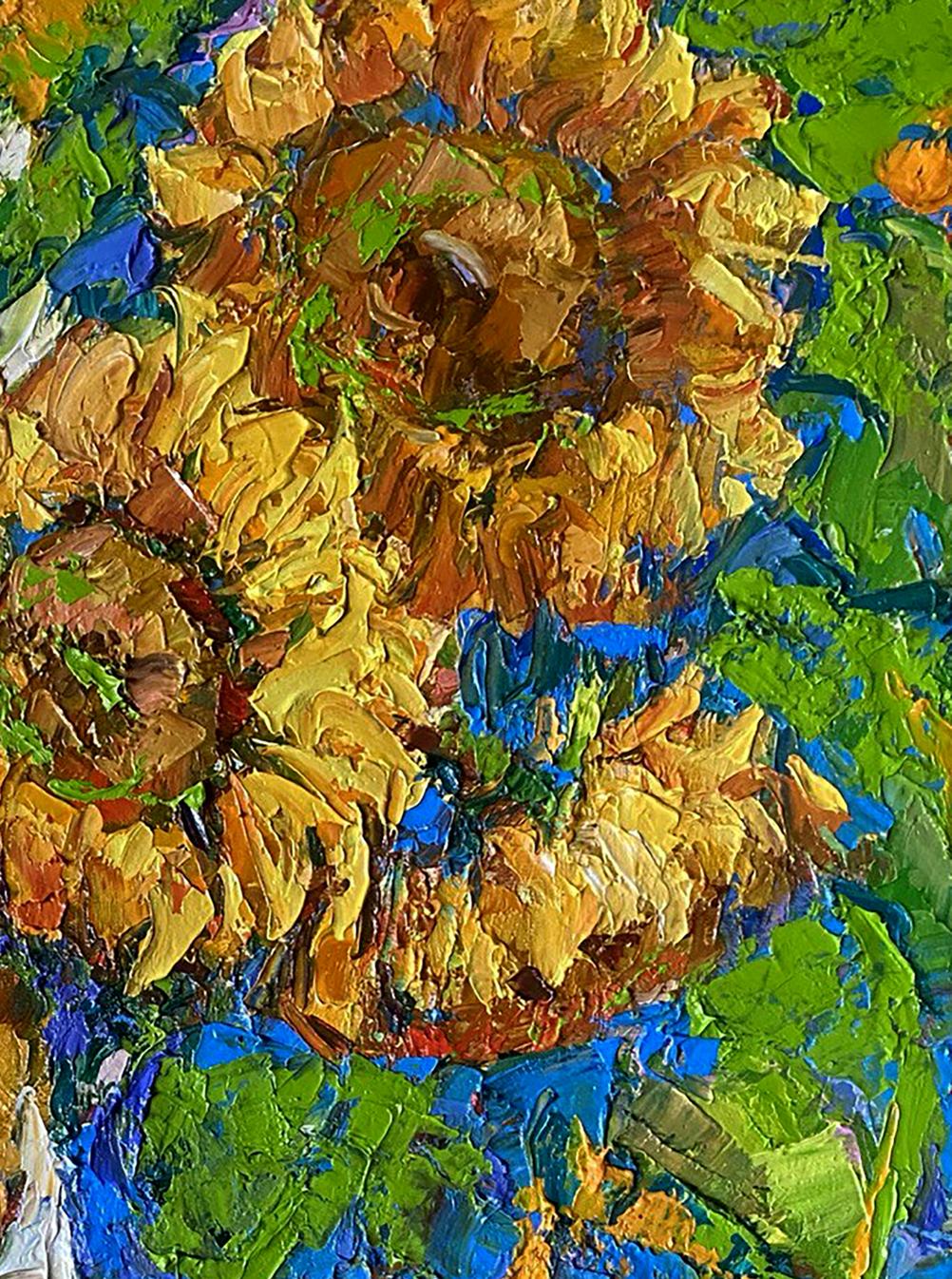 Vibrant impressionist oil painting of sunflowers by Oleksiy Ivanyuk
