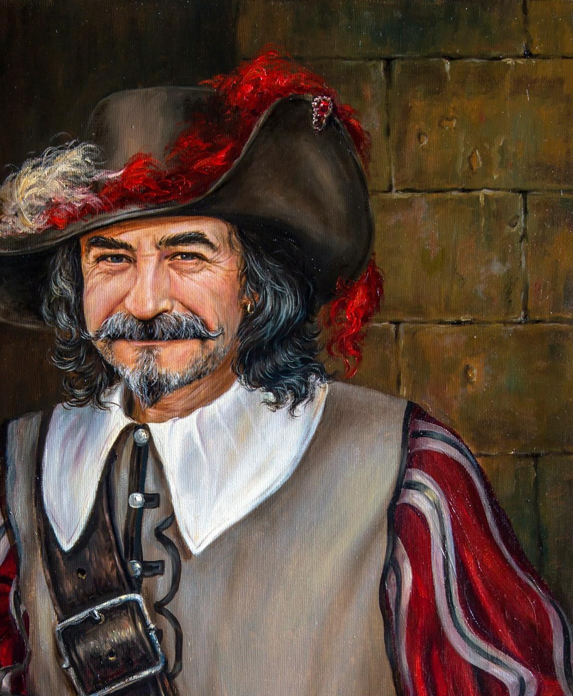 Oil painting The evening ceases to be languid by Valeriy Bulat, man in tricorn hat