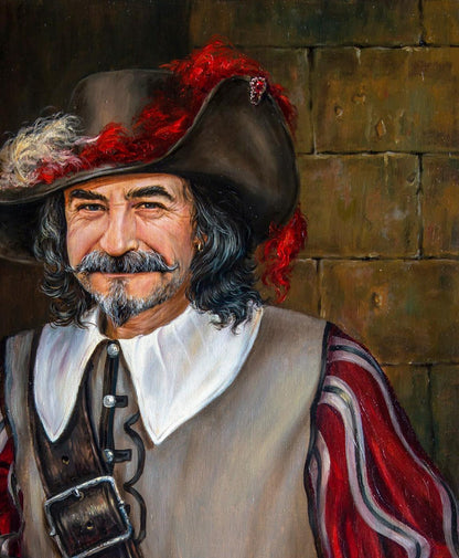 Oil painting The evening ceases to be languid by Valeriy Bulat, man in tricorn hat
