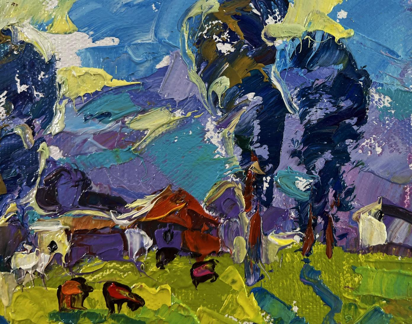 Vibrant Oleksiy Ivanyuk oil painting Nature speaks in a whisper of grass