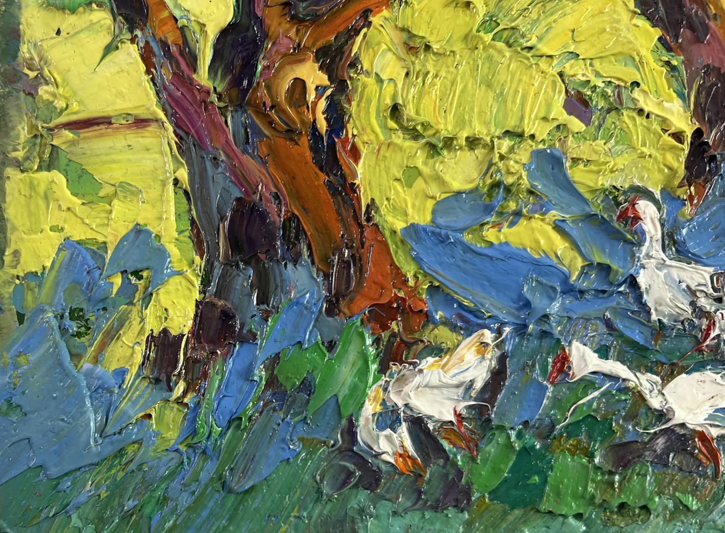 Vibrant impressionist oil painting Dreams in the shade of trees by Oksana Ivanyuk