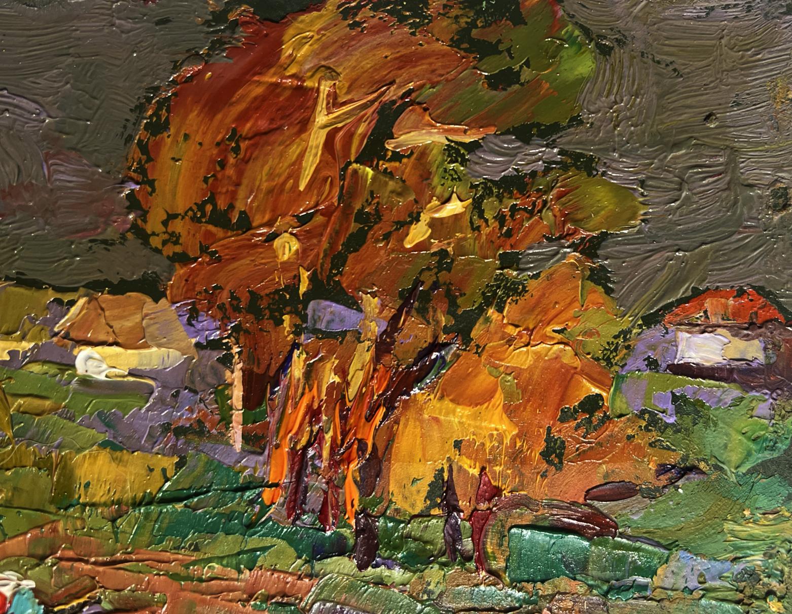Vibrant oil painting of autumn tree by Oleksiy Ivanyuk