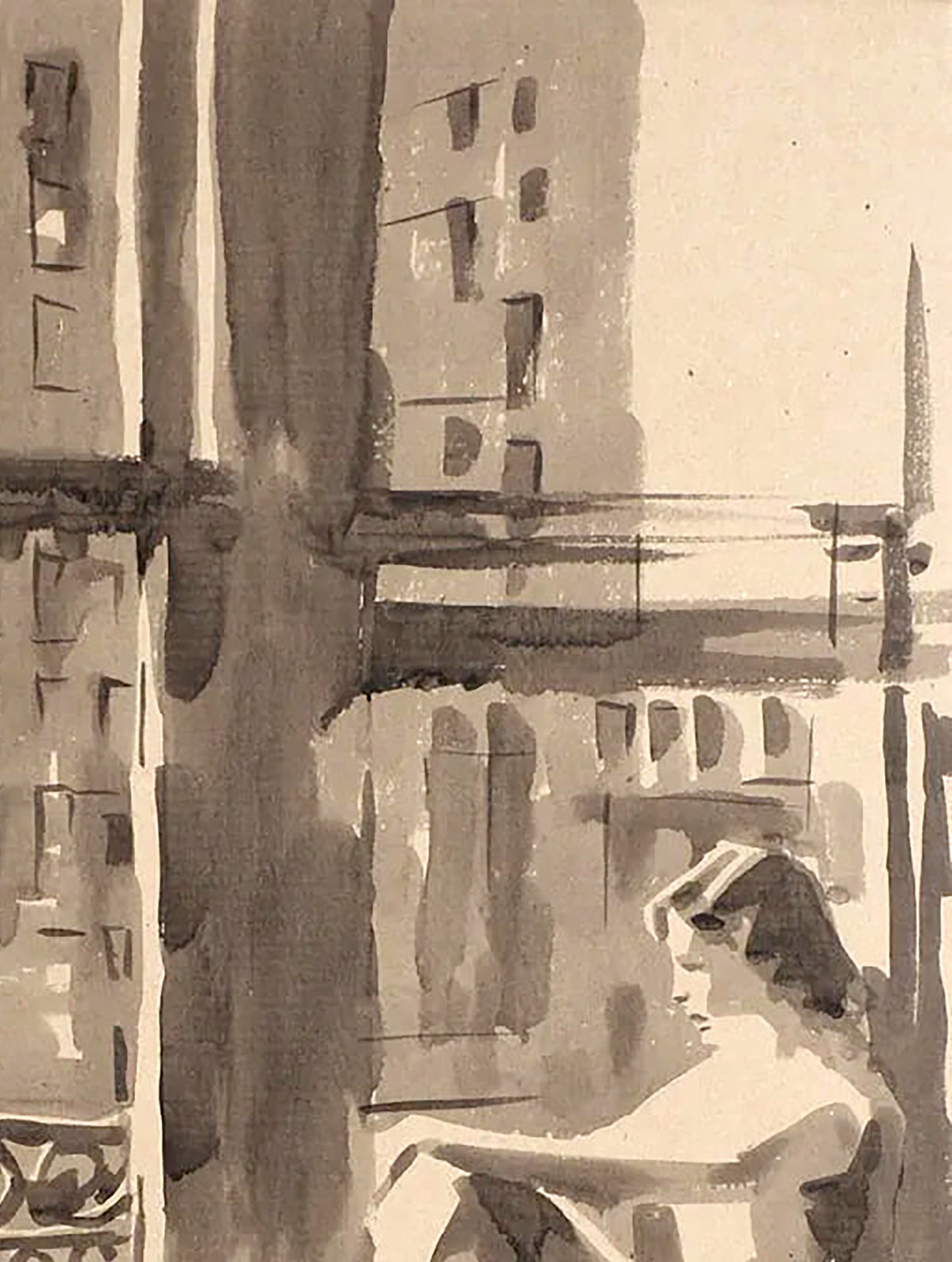 Watercolor profile of woman in Forgotten Pleasures by Dima Filatov