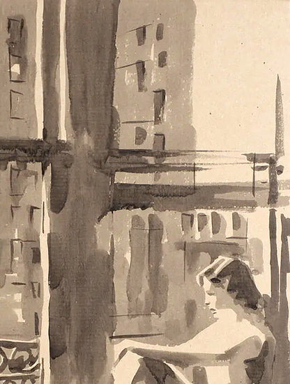 Watercolor profile of woman in Forgotten Pleasures by Dima Filatov