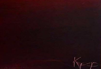 Dark red abstract oil painting Living matter by Natalia Korf-Ivaniuk
