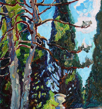 Vibrant impressionist oil painting Morning in the park by Leonid Pavlenko