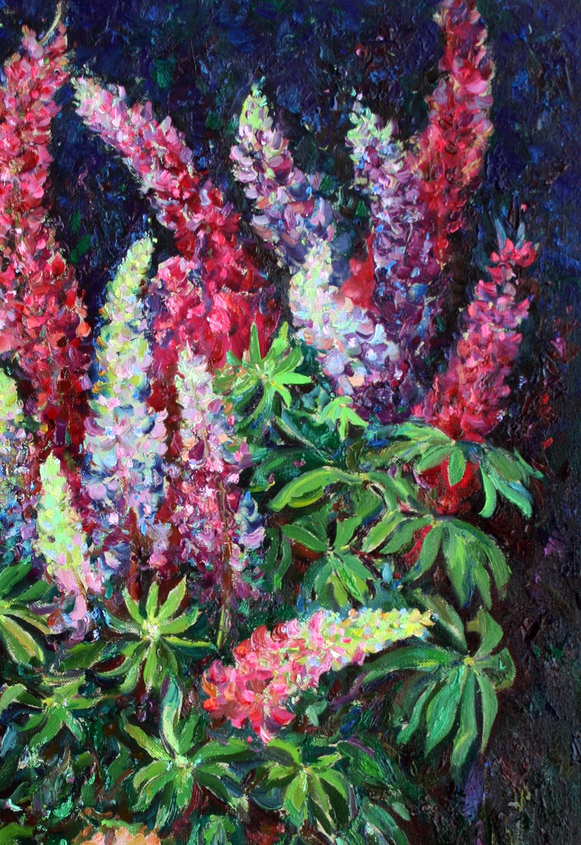 Vibrant oil painting of Lupine Flavors by Leonid Pavlenko