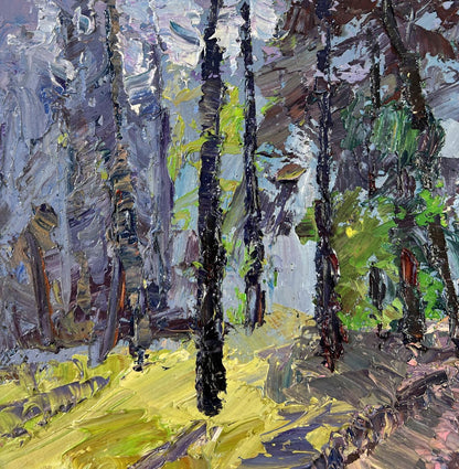 Impressionistic oil painting The road among the trees by Boris Serdyuk