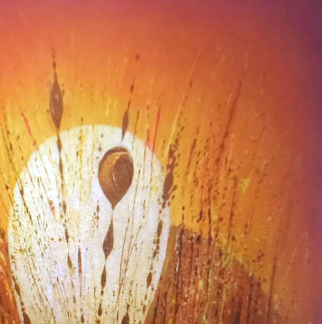 Oil painting Flash by Alexander Strashevich: white textured shape on orange-pink gradient