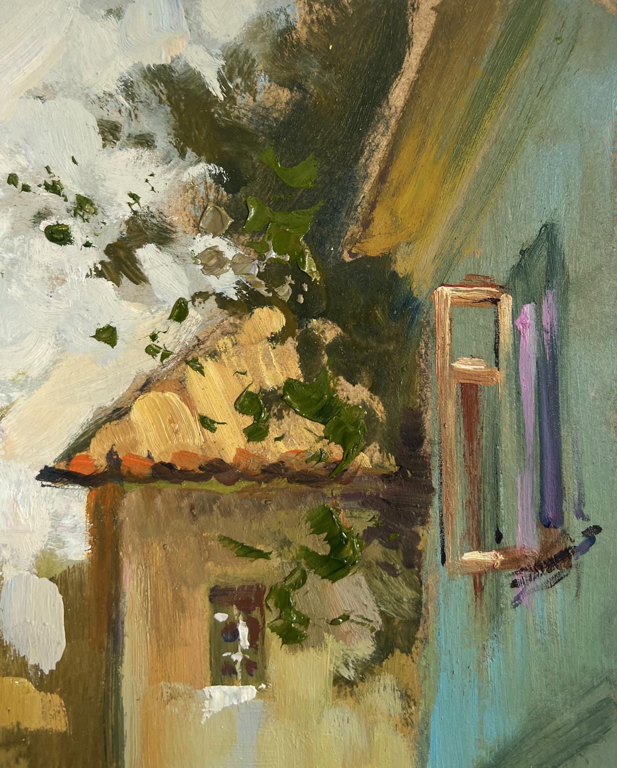 Oil painting Fresh air from the streets by Yuriy Suprunchuk rustic window