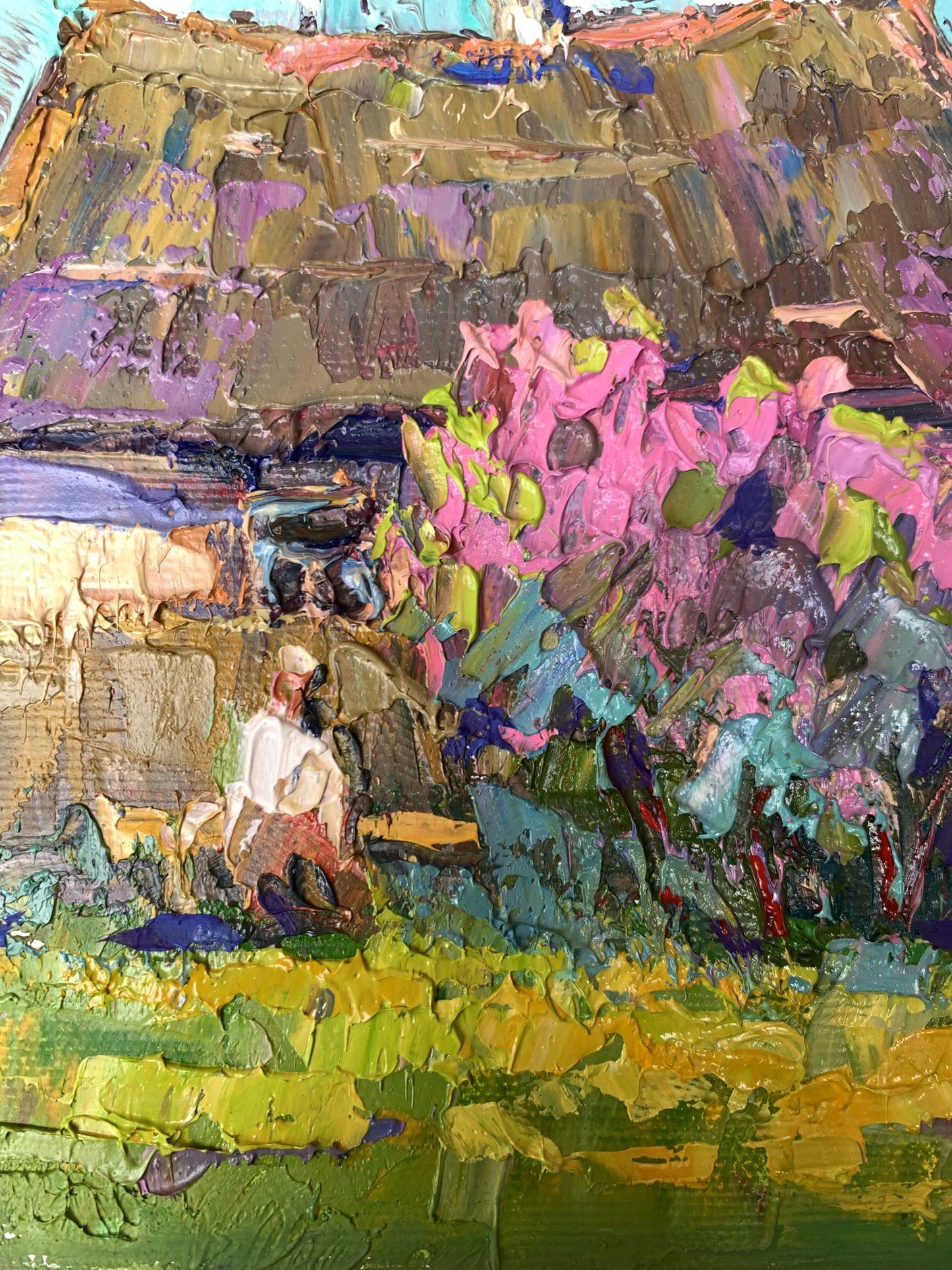 Vibrant impressionist oil painting Blooming garden by Oksana Ivanyuk