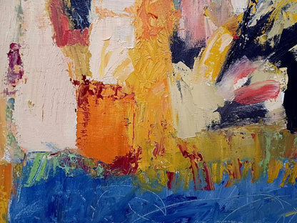 Oil painting Orange-blue composition by Tatyana Shulyak, abstract impasto strokes