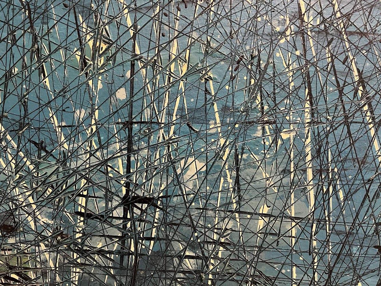 Oil painting Porto by Serhiy Kovalev: intricate metallic grid structure