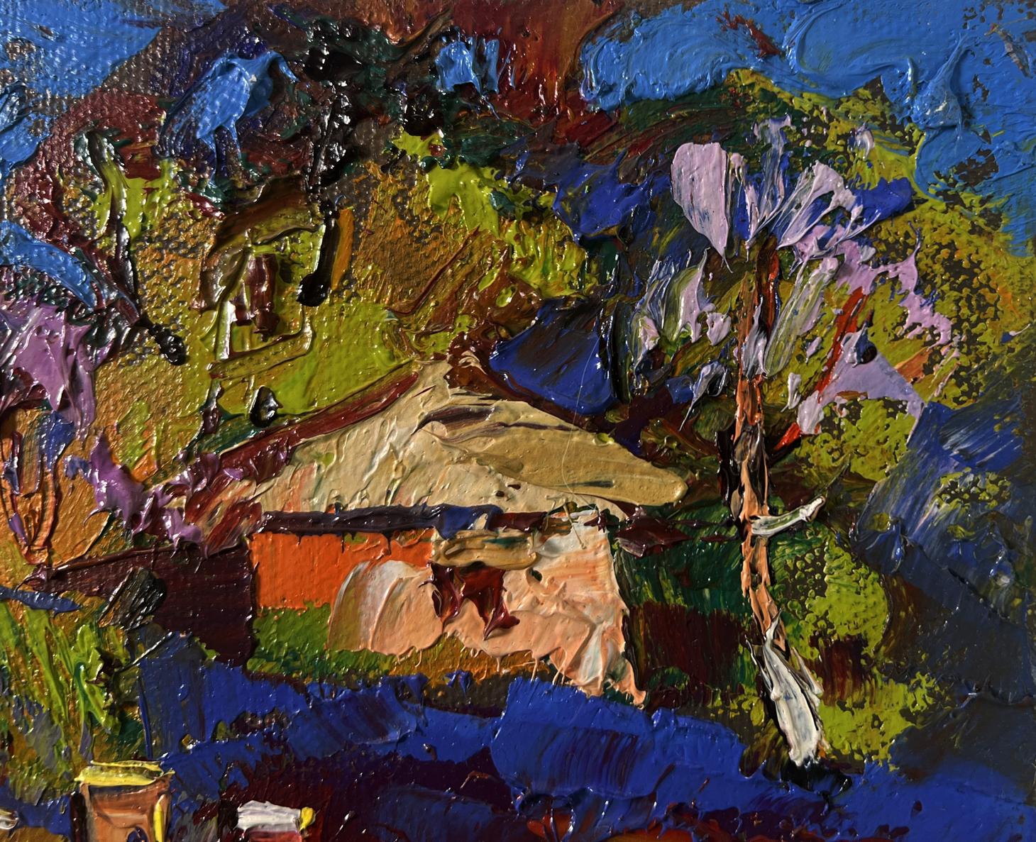 Vibrant impressionist oil painting Evening ray over spring fields by Oleksiy Ivanyuk