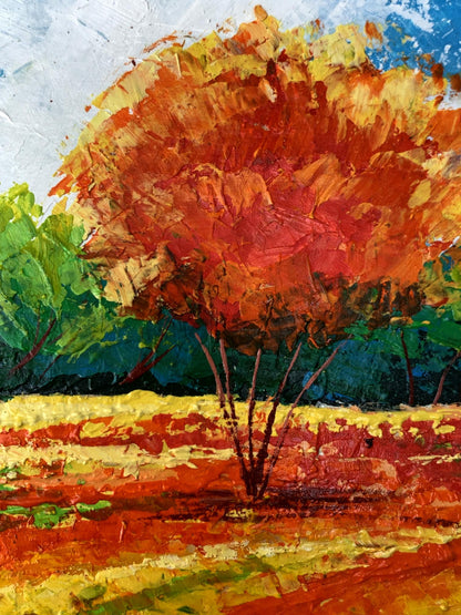 Vibrant impressionist oil painting of orange tree by V. Zadorozhnya