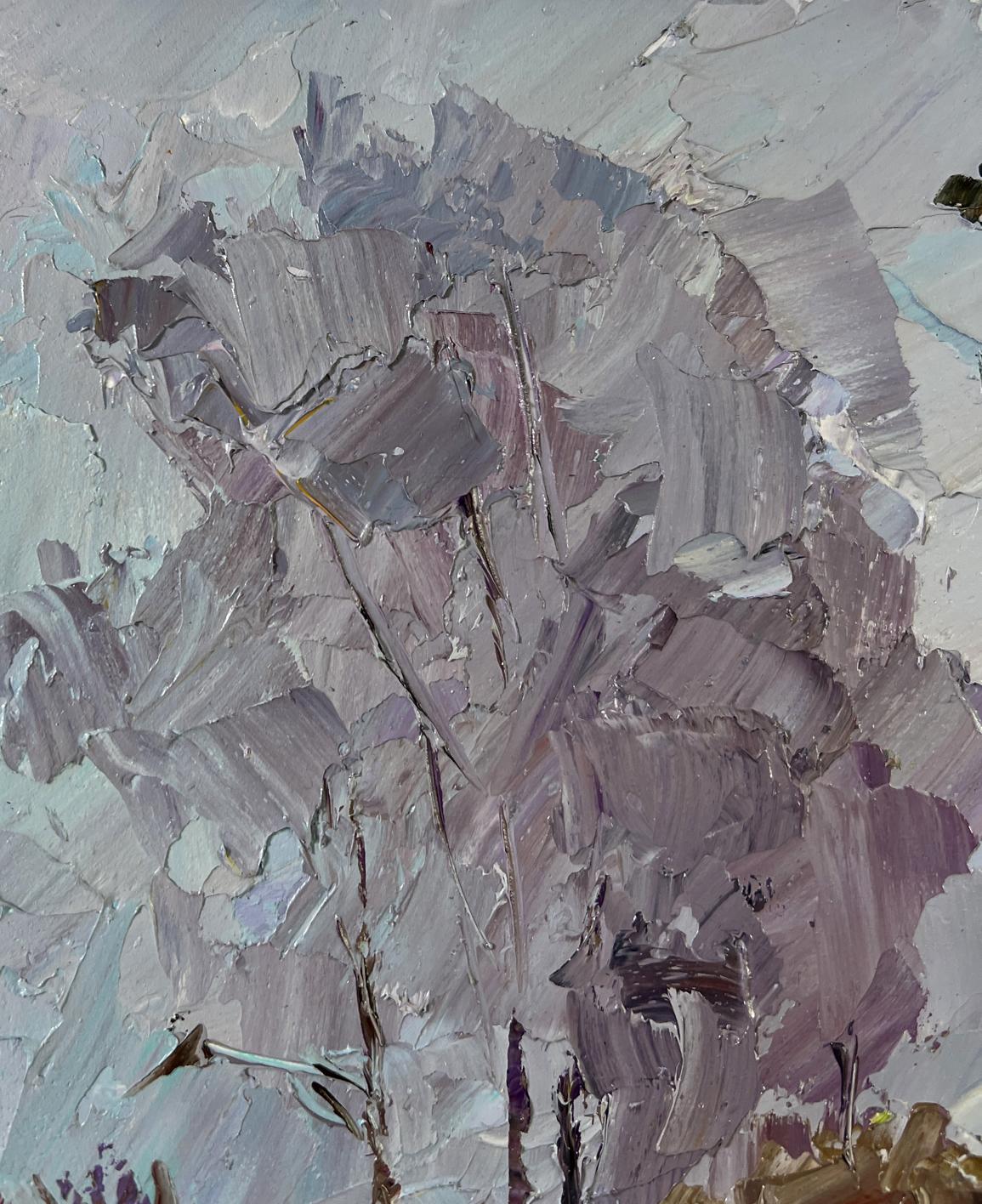 Oil painting Without a Trace by Boris Serdyuk in grays purples blues