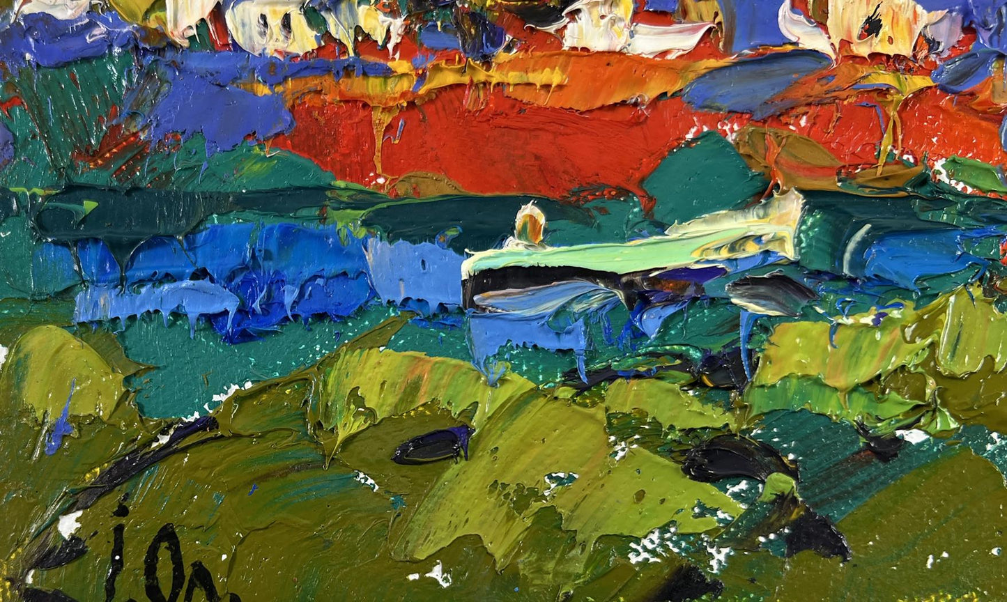 Vibrant impressionist oil painting Under yellow leaves by Oleksiy Ivanyuk
