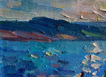 Oil painting of lonely boat on river bank by Pavel Dobrev
