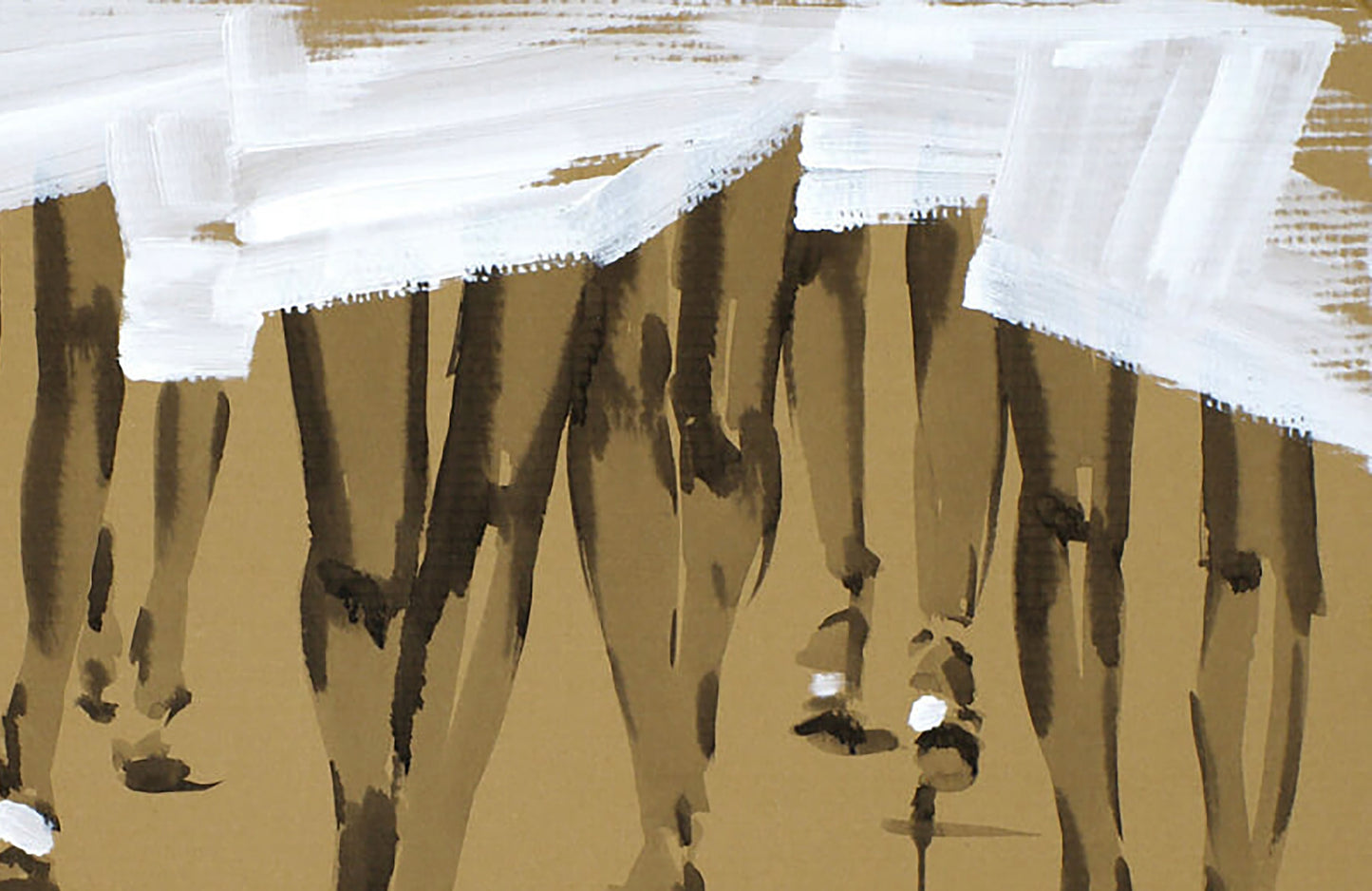 Stylized acrylic painting Remix by Dima Filatov with white brushstrokes on brown