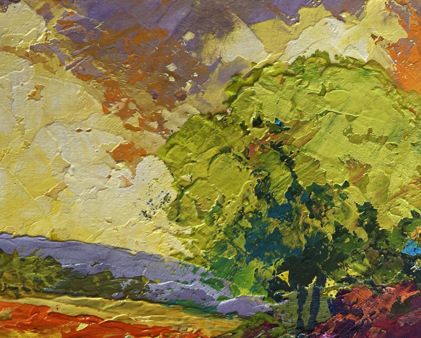 Oil painting Flower meadows in sunset rays by V. Zadorozhnya