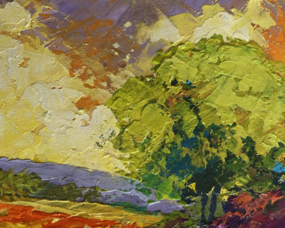 Oil painting Flower meadows in sunset rays by V. Zadorozhnya